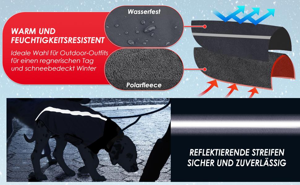 Зимовий теплий одяг для собак SlowTon: водонепроникна куртка з флісу з накидним коміром, світловідбивачі, регульована, для цуценят та дорослих собак (M, сірий)