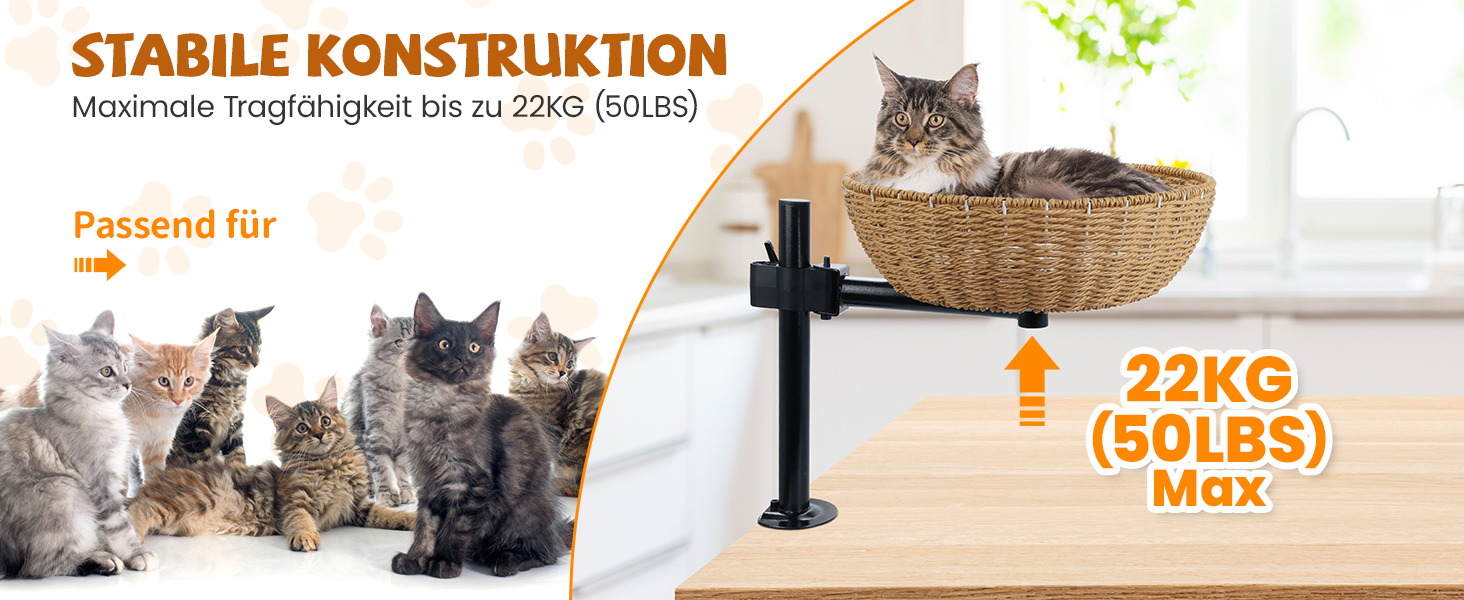 Кігтеточка-ліжко для кота на стіл: обертання 360°, регульована висота, без свердління. Підвищене котяче ліжко над столом. Тримає кошеня/кота поруч. Зручне ліжко для кота з подушкою для тварин.