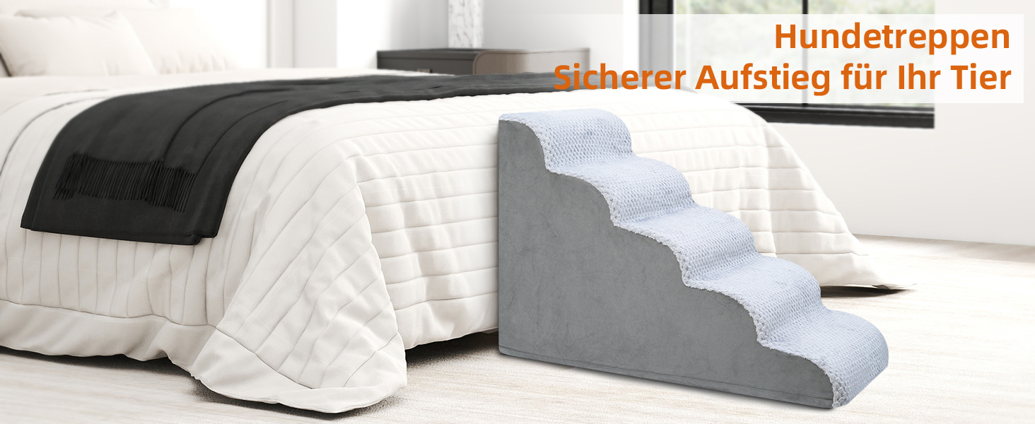 Східці для собак KSIIA, 3 сходинки, 40 см, для маленьких собак та котів, знімний водостійкий чохол, для ліжка, дивану, софи та авто, 40x57x40 см, сірий колір