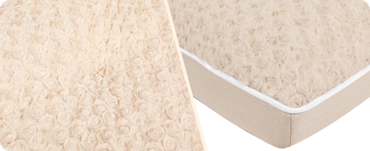 Ортопедичне ліжко для собак, матрац для собак з двошаровим дизайном, миється, знімний кошик для собак, 90 см для собак маленьких та середніх порід, бежевий колір, розмір 89 x 59 x 10 см