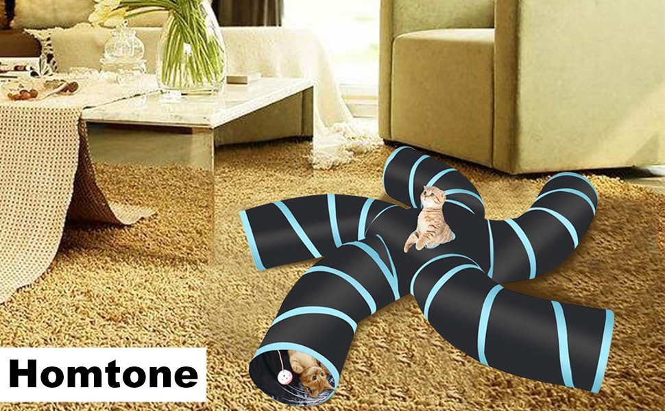 Homtone тунель для котів 5-ходовий, іграшка тунель для котів складаний, тунель для котів для дому та вулиці, великий поліестерний тунель для котів, цуценят, кроликів
