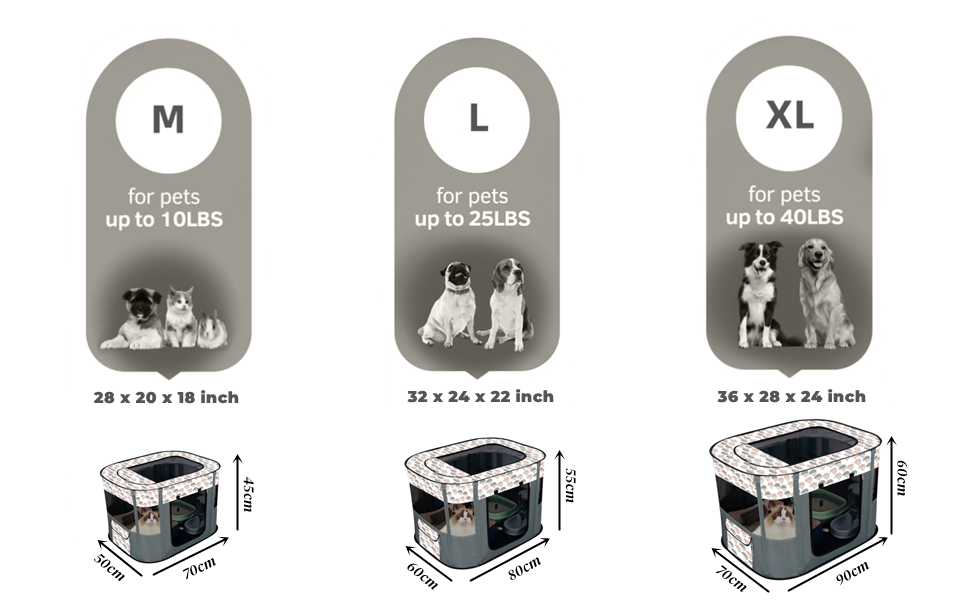 Портативна собача будка Floving, загон для тварин, переносна клітка для котів та цуценят, сіра (80*60 см)
