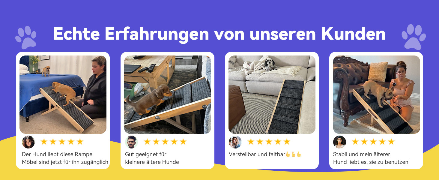 Рампа для собак Pawaboo, дерев'яна, 4 положення висоти, 13,6'-21', для маленьких собак та котів, з антиковзним покриттям, для ліжка/дивану, горіх, 80x30 см