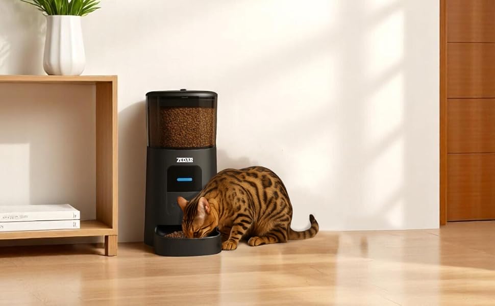 Автоматичний годівник для котів та собак Zedar A600 з контролем через APP, 6 літрів, нержавіюча сталь, чорний