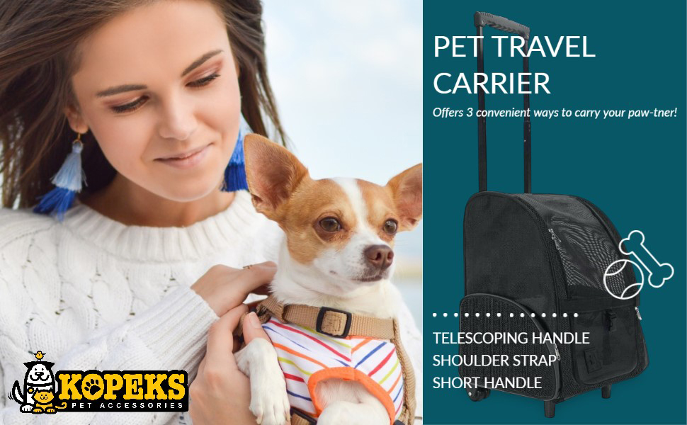 Чорний дорожній рюкзак для тварин Kopeks Deluxe, великий, 52 x 32 x 45 см