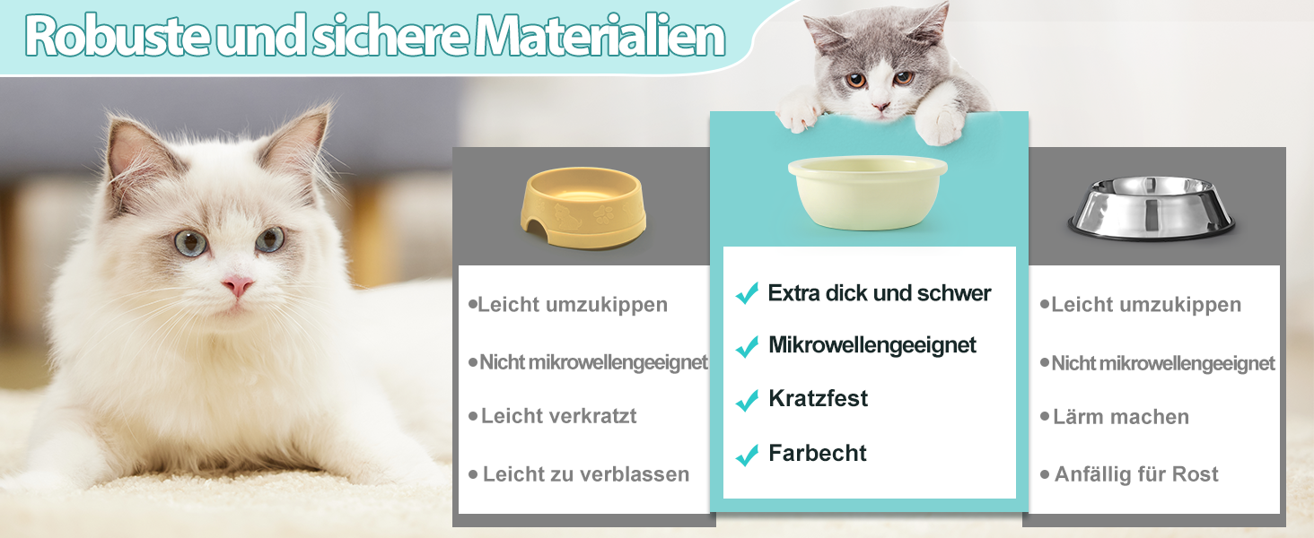 Набір мисок для котів GUUSII HOME (2 шт.) з кераміки, 360 мл, для корму та води, бежевий, 14 см, миски для котів, машиномийні