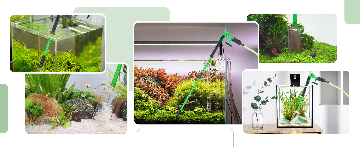 Сифон для акваріума AQQA: очищувач ґрунту, 3-в-1, до 60 см