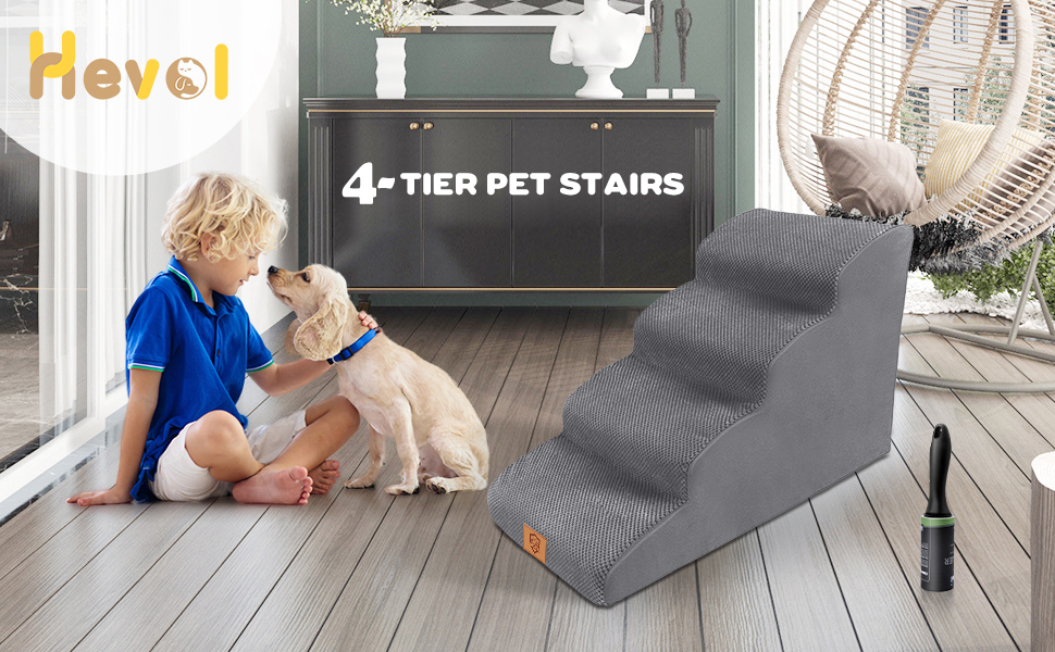 Сходинка для собак Thihome: 4 сходинки з піни, водонепроникний чохол, для маленьких собак та котів, під софу та ліжко
