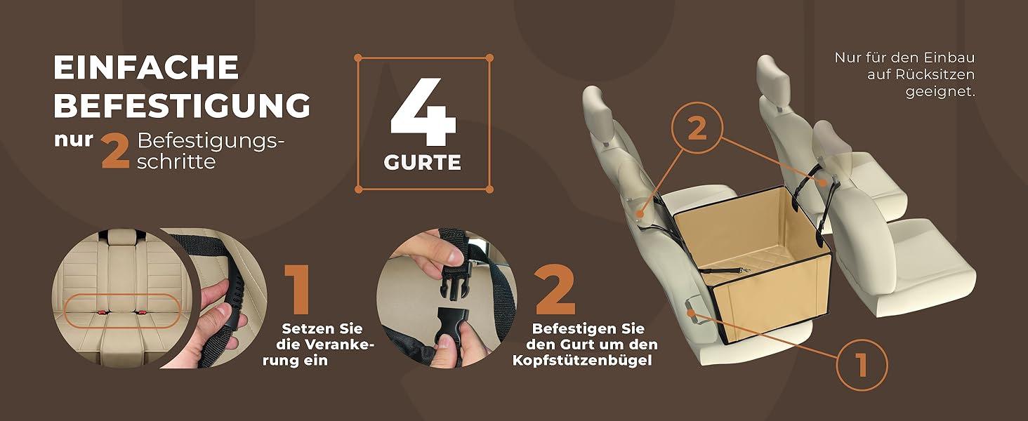 Автокрісло для собак Wuglo Extra Stabiler – надійне, водонепроникне автокрісло для собак середніх розмірів до 18 кг, бежеве