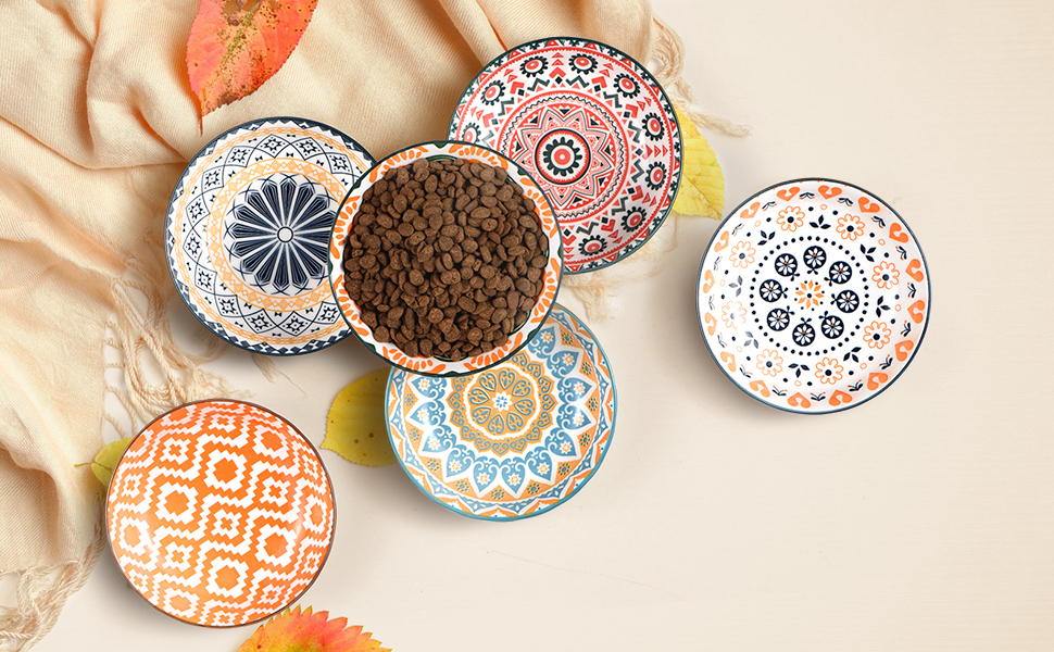 Набір мисок для котів (6 шт.) з кераміки: миски для корму, годівниці, мисочки для води