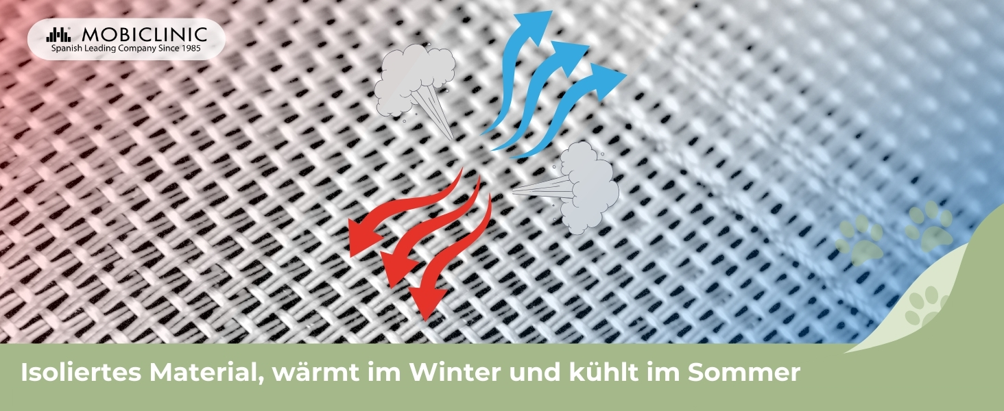 Mobiclinic® Cleo: Підвищене собаче ліжко, сіре, 122x71x21 см. Ізольоване, для внутрішнього та зовнішнього використання, міцне, легко миється, без інструментів, до 60 кг