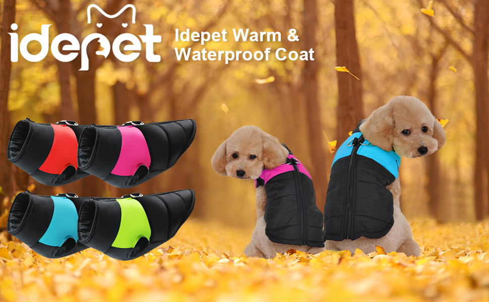 Теплий зимовий одяг для собак Idepet: куртка-мантія, водонепроникна, для маленьких, середніх та великих собак, котів (M, Рожевий)