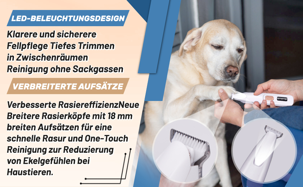 Триммер для стрижки котів та собак PawTrim Pro з LED-підсвічуванням, тихий, перезаряджуваний, вологостійкий