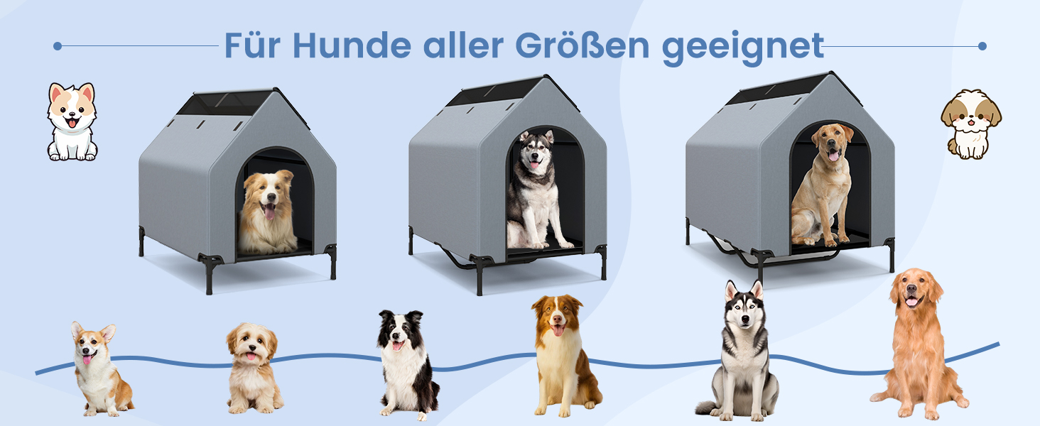 Будка для собак COSTWAY 2 в 1 з лежаком, Outdoor, сіра, 75 x 110 x 106 см