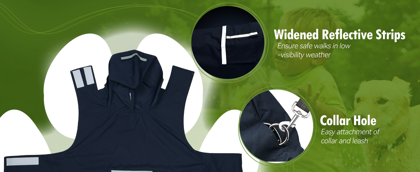 Дощовик для собак Zellar Hunderegenmantel з капюшоном, отвором для коміра та світловідбиваючими смугами, ультралегкий, дихаючий, 100% водонепроникний, синій, 6XL