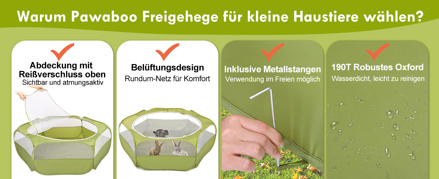 Pawaboo: вольєр для дрібних тварин, складаний, водовідштовхувальний. Підходить для кроликів, курей, кошенят, цуценят, хом'яків. З сіткою, блискавкою та нейлоновим дном – Indigo