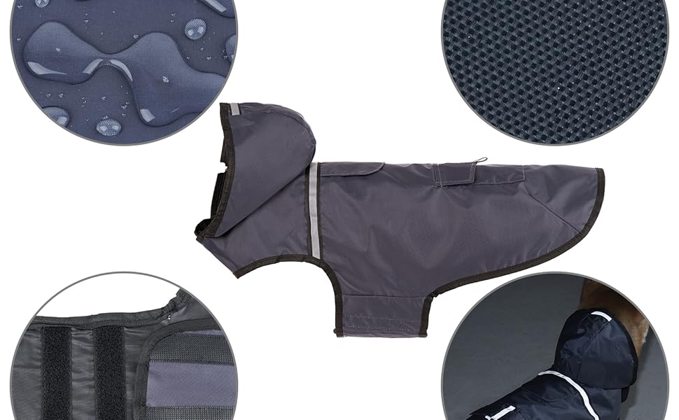 Водонепроникна куртка для собак KoKoBin з капюшоном, світловідбиваюча, XXL, коричнева