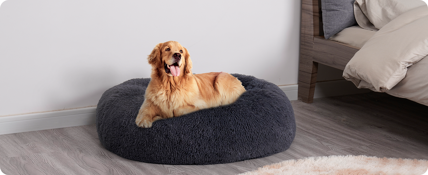 Ортопедичне ліжко для собак, кругле, м'яке, для котів та собак, ліжко-лежанка, кошик для собак, 100 см, темно-сірий, 100x100x20 см