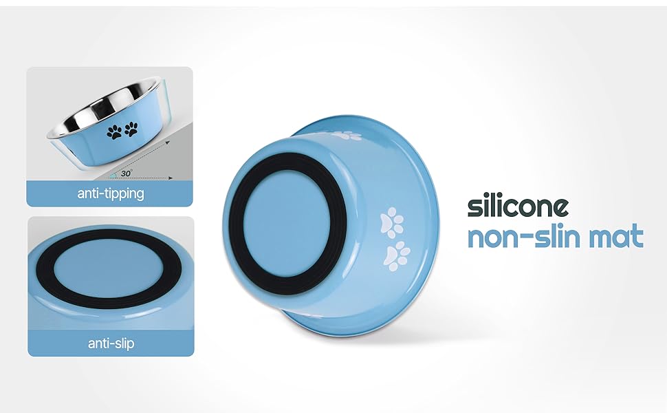 Набори мисок для собак SUOXU з нержавіючої сталі (1560 мл, 2 шт.), миски для води для собак та котів з неслизьким дном, для великих, середніх та малих порід - блакитні