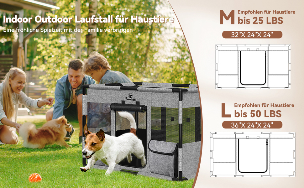 Pawaboo Забіг для цуценят Extra Groß - великий вольєр для домашніх тварин, переносна сумка-переноска для котів та собак, вольєр для собак, посилена рама з ПВХ-труб, великий розмір (L-91×61×61CM, M-81x61x61CM, чорний/сірий)