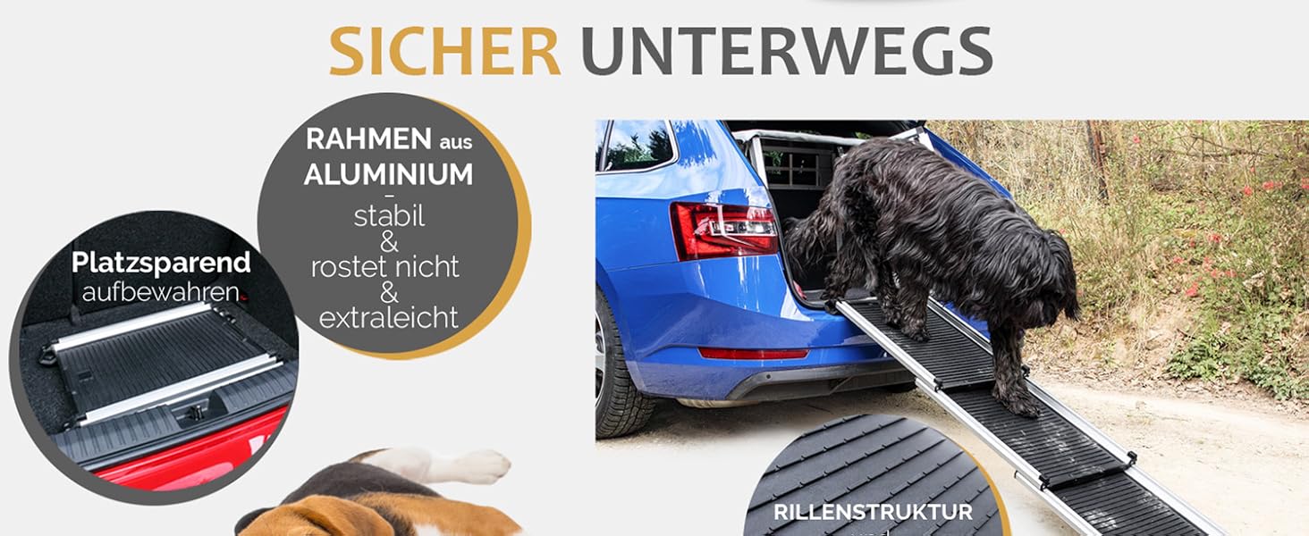Рампа для собак у автомобіль Teleskop, висувна, алюміній, до 90 кг, неслизька