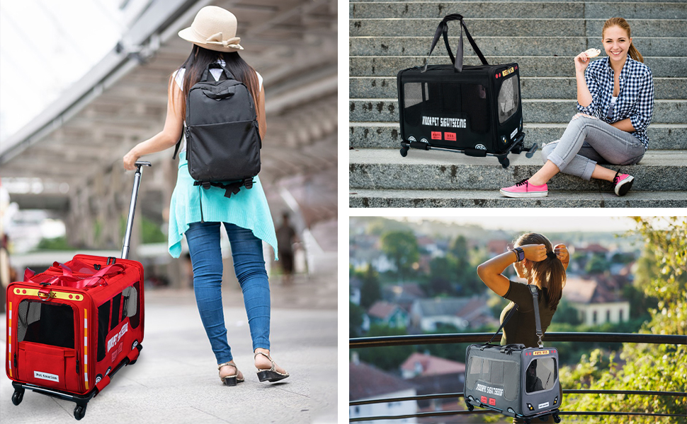 Дитяча коляска для тварин Galatée, сумка-переноска для собак та котів, складана переноска для подорожей, кемпінгу (червона)