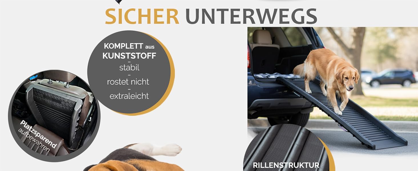 Рампа для собак у автомобіль, алюміній, Petigi, для SUV, неслизька, вантажопідйомність 70/90/150 кг, моделі 01/05 (155/154 см)