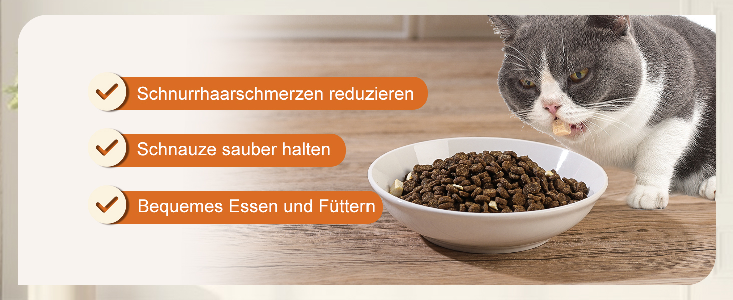 Набори мисок для котів з кераміки Katzennapf Set - 6 шт. Миски для корму для котів у мінімалістичному стилі, широкі, плоскі, зручні для вусів, мікрохвильові та придатні для миття в посудомийній машині, 250 мл, білі