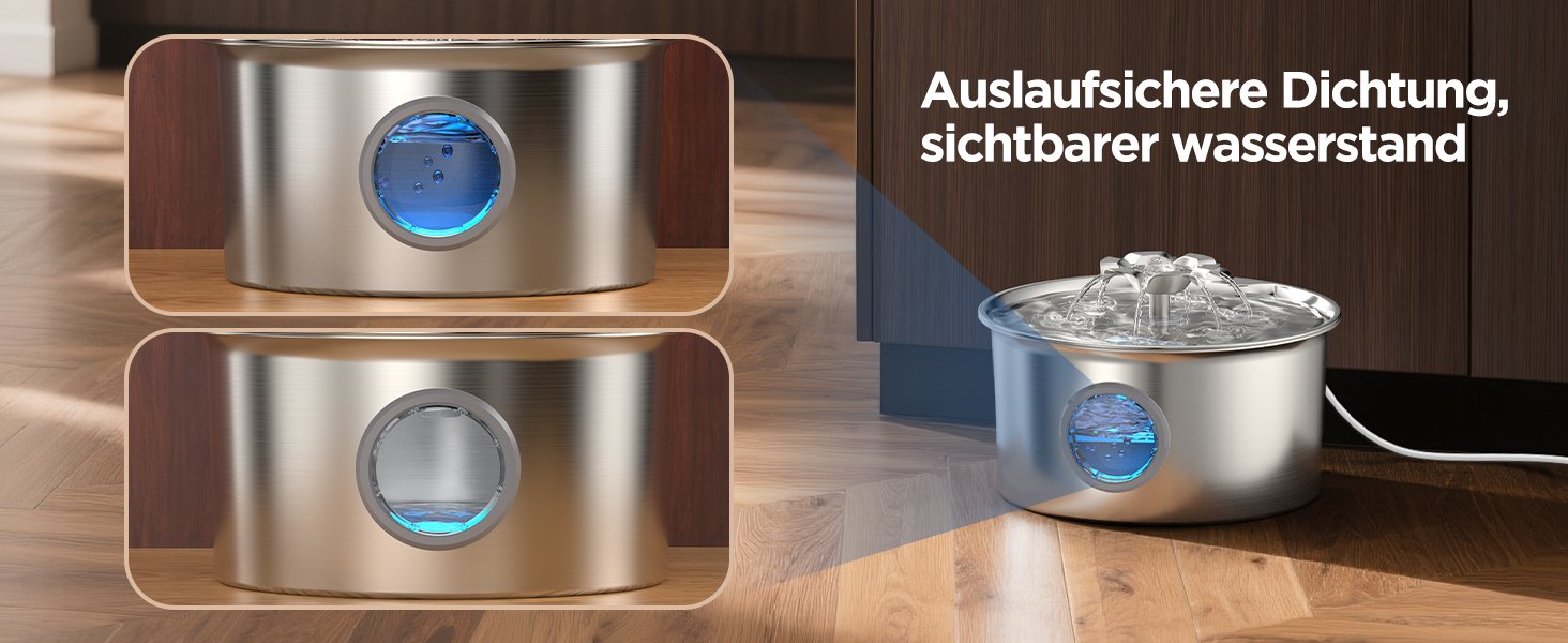 Турнік для котів з нержавіючої сталі Katzenbrunnen: фонтанчик для води, 2.6л, дисплей рівня води, дизайн водоспаду, підходить для собак та котів