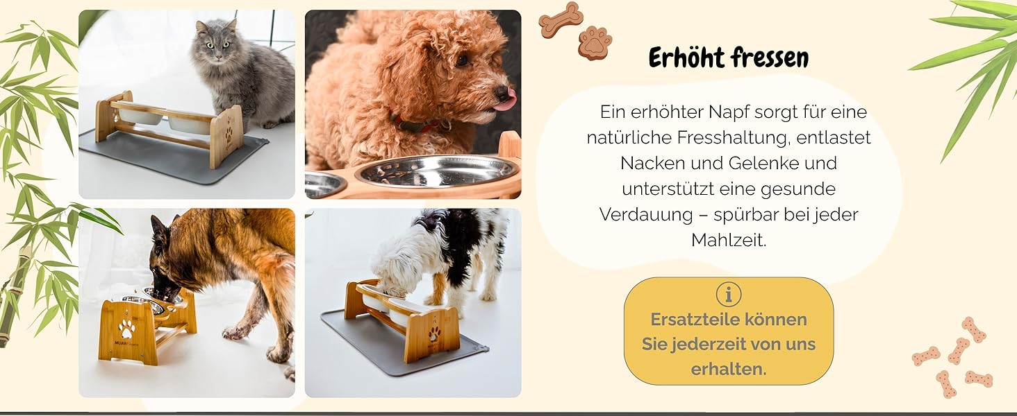 Преміум годівниця для собак та котів Petzy Ceramic, 350 мл | Регульована висота, антиковзаюча підставка, ідеальна для маленьких тварин