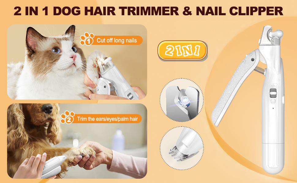 Машинка для стрижки собак Leise, 4 в 1: стрижка тіла, обрізка подушечок, догляд за очима та вухами. Ідеально для собак та котів. (2 в 1 комплект)