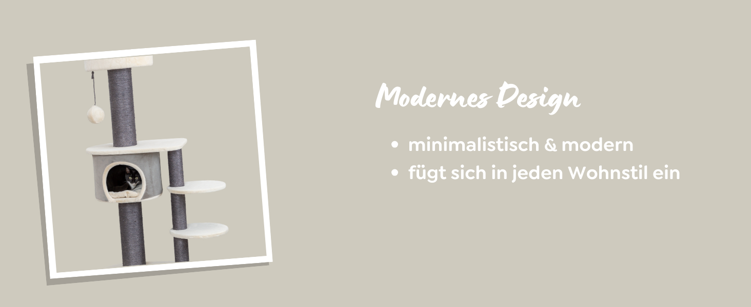 Дерев'яний будиночок для котів TRIXIE Marcello, 114 см, бежевий – багатоповерховий котячий будиночок з місцями для дряпання та іграми, стабільний та затишний