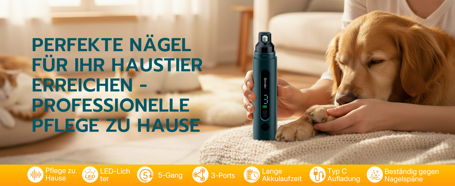 Електричний точило для кігтів домашніх тварин Mcbazel для котів та собак, тихий точило для собак з LED-підсвіткою, регульований з 5 швидкостями, точило для кігтів, алмазна шліфувальна диска