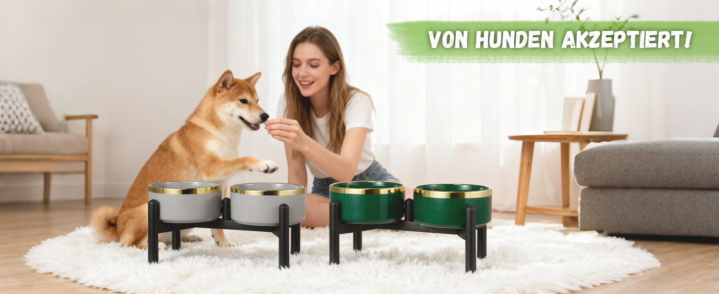 Керамічна годівниця для собак на підставці з нержавіючої сталі - подвійний набір мисок для собак, невеличких та середніх порід - неслизький набір мисок для корму та води - 350г / 660мл - 15см - сірий M сірий
