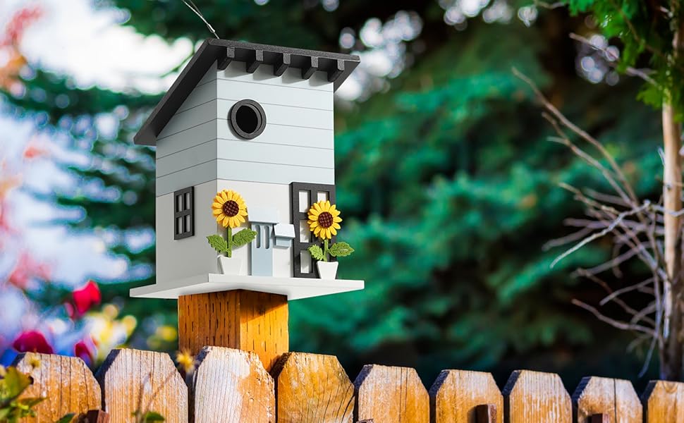 Дім для птахів JUJOYBD - дерев'яний годівниця для птахів у стилі кантрі, для саду, балкону та тераси, з отвором 33 мм