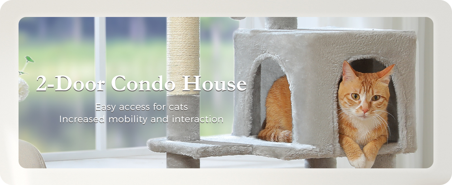 Комплекс для котів PAWZ Road з будиночком, гамаком та когтеточкою, 6-ярусний, 113 см, зелений