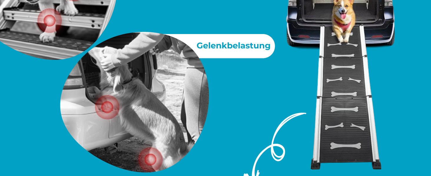 Рампа для собак Ultiness® - телескопічна, складна, з антиковзким покриттям, з алюмінію. Підходить для авто, позашляховиків та вантажівок.