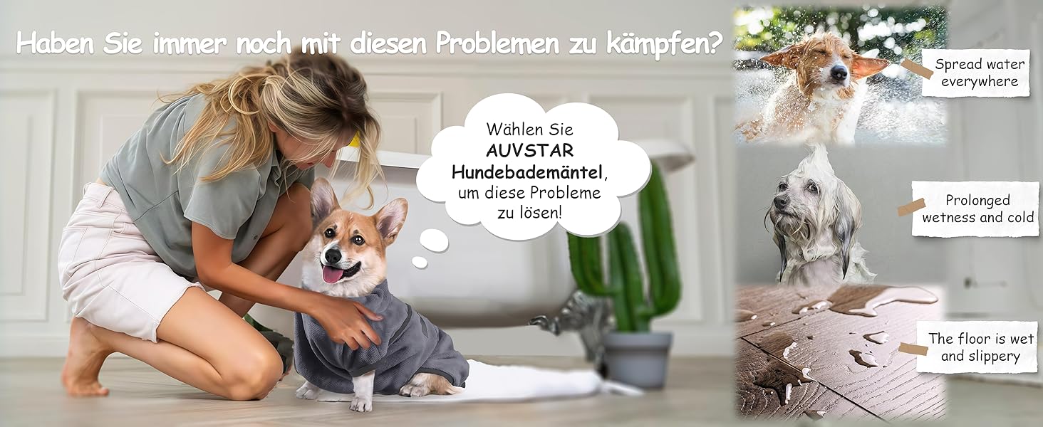 Рушник для собак Auvstar з бавовни, великий, вбираючий, м'який, для грумінгу
