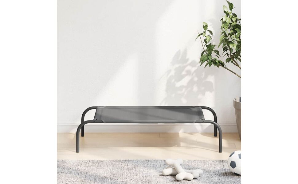 Підвищене ліжко для собак VidaXL 110x65x20 см, Textilene та сталь. Ліжко, диван, лежанка для собак, лежанка для домашніх тварин, місце для сну собак, Outdoor ліжко для собак (90 x 50 см, сірий)