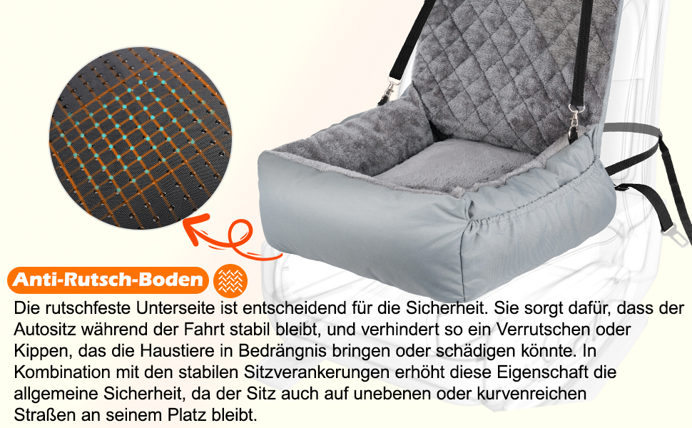 Автокрісло для собак SIVEIS – м'яке ліжко з кишенькою, для собак малого та середнього розміру, з ременем безпеки (02-Сіро-блакитний)