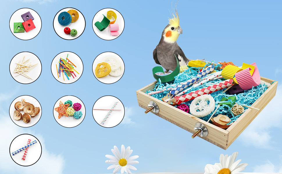 Іграшка-гойдалка для птахів Vogel: дерев'яна коробка для папуг, іграшки для гризучих, аксесуари для клітки, підходить для хвилястих, корел та конур