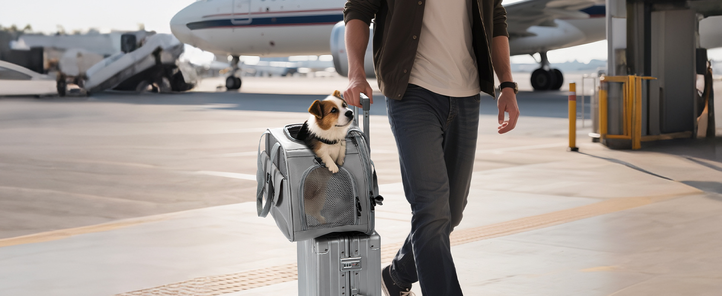 Транспортний бокс для котів та собак, сірий. Підходить для авіаперельотів та авто. Легкий, з безпечними пряжками та сіткою. Також використовується як сумка для зберігання.