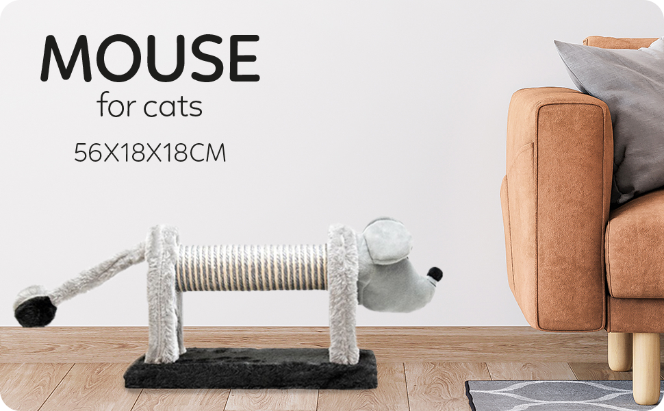 Драпак для котів з сизалю та плюшу у формі панди, сірий, 56 x 18 x 18 см