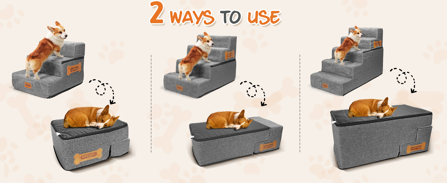 Сходинка для собак Nobleza, рампа для тварин, 3 сходинки, для собак та котів, під ліжко/софу