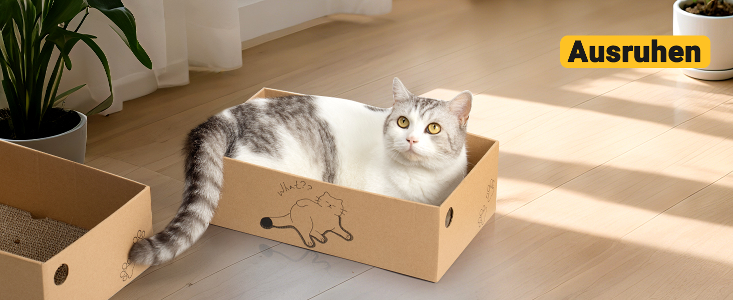 Ycozy Драбина-подряпування для котів з великою двосторонньою гофрокартонною поверхнею. Набір містить 2 коробки та 6 драбинок для котів. Міцні котячі меблі для заміни.