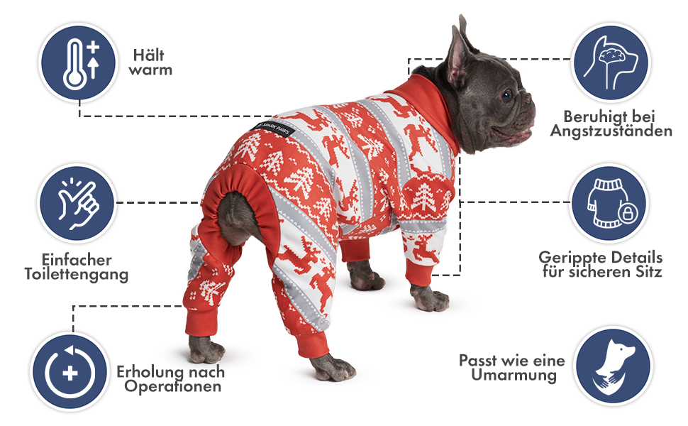 Піжама для собак Spark Paws Winter Wonderland, ультрам'яка, 4-стороння розтяжність, для малих, середніх та великих порід, 3XL (25-34 кг)