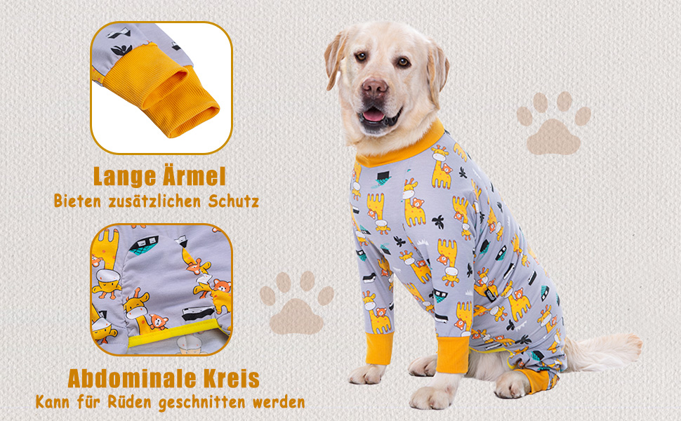 Комбінезон для собак після операції, захисний боді для собак, альтернатива конусу, сірий, 3XL, Giraffe