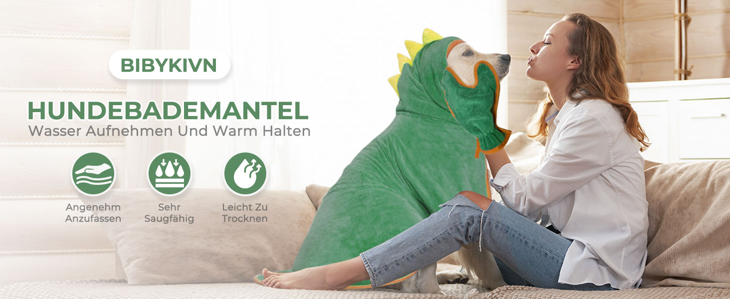 Рушник для собак з мікрофібри, халат для собак, швидковисихаючий, регульований, для великих, середніх та малих собак/котів (зелений, M)