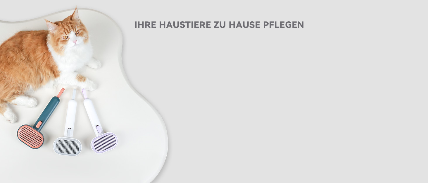 Щітка для котів Aumuca з кнопкою витягування, довговічна, для короткої та довгої шерсті, видаляє відмерле волосся та масажує, фіолетова
