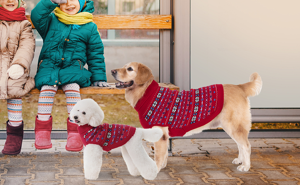 Пуловер для собак BINGPET з мотивом сніжинок, теплий, в'язаний, для собак та котів, зимовий одяг для тварин, розмір S